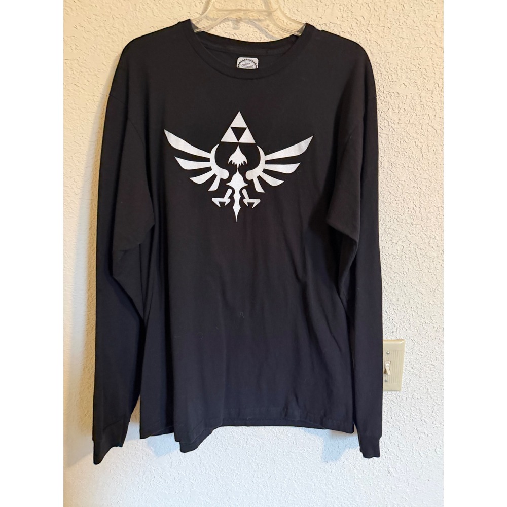 Nintendo Legend of‎ Zelda Long Sleeve T-Shirt Black Hylian Crest Graphic Mens XL
